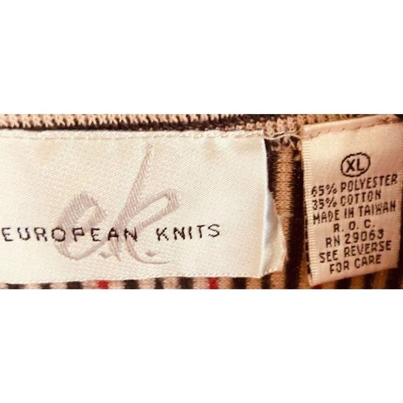 EK European Knits Sweater Vintage Cardigan Striped XL 65% Polyester 35% Cotton - Picture 4 of 4